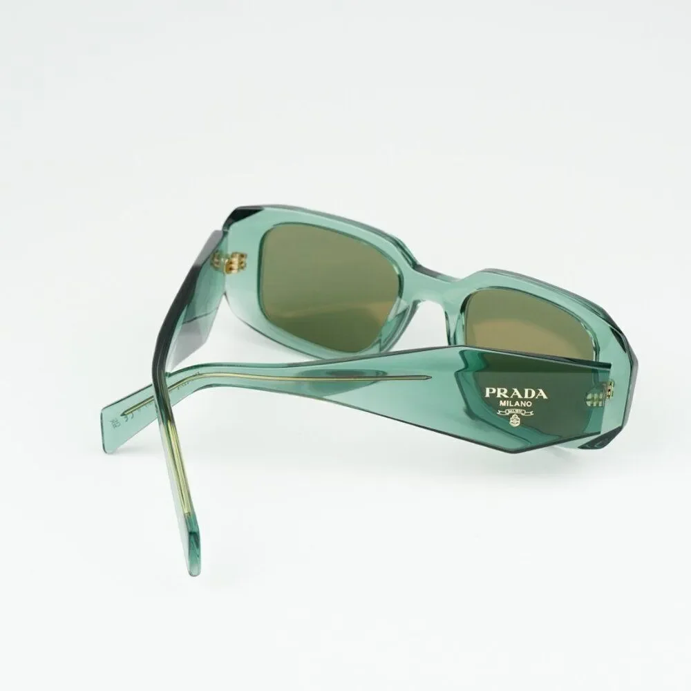 NEW Prada PR17WS 11R10E Sage Green Mirror Internal Silver Rectangle Sunglasses - Picture 9 of 14